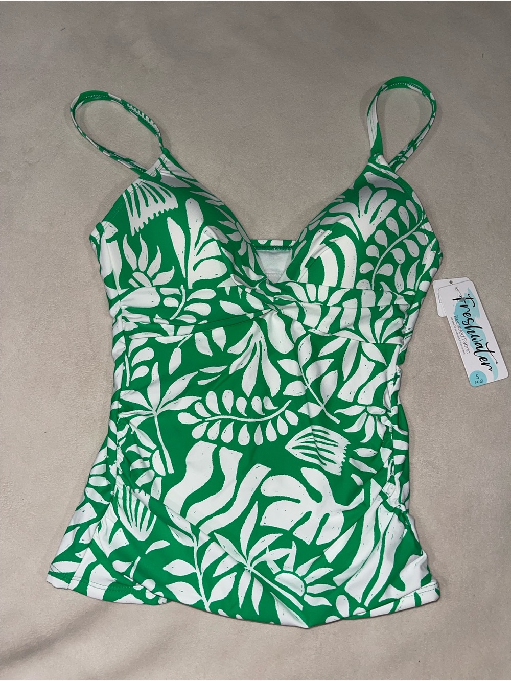 Freshwater Green‎ & White Floral Tankini Top